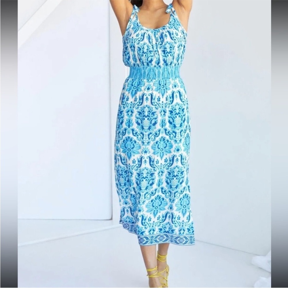 Anthropologie Plenty by Tracy Reese Blue Baroque Midi Dress Size Medium